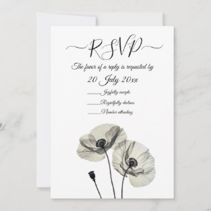 Eenvoudig Elegant Minimalisme Zwart-wit Poppies Kaart