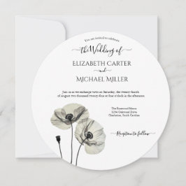 Eenvoudig Elegant Minimalisme Zwart-wit Poppies Kaart