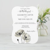 Eenvoudig Elegant Minimalisme Zwart-wit Poppies Kaart (Staand voorkant)