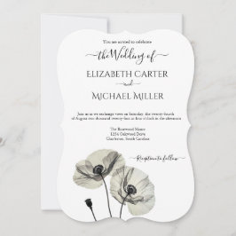 Eenvoudig Elegant Minimalisme Zwart-wit Poppies Kaart