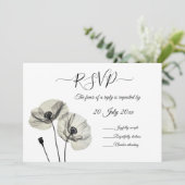 Eenvoudig Elegant Minimalisme Zwart-wit Poppies Kaart (Staand voorkant)