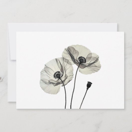 Eenvoudig Elegant Minimalisme Zwart-wit Poppies Kaart (Achterkant)