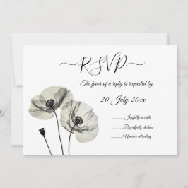 Eenvoudig Elegant Minimalisme Zwart-wit Poppies Kaart
