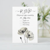 Eenvoudig Elegant Minimalisme Zwart-wit Poppies Kaart (Staand voorkant)