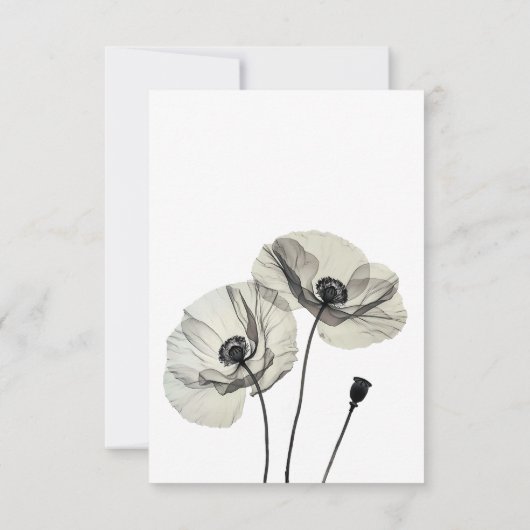 Eenvoudig Elegant Minimalisme Zwart-wit Poppies Kaart (Achterkant)