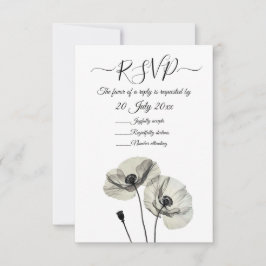 Eenvoudig Elegant Minimalisme Zwart-wit Poppies Kaart