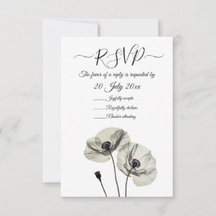 Eenvoudig Elegant Minimalisme Zwart-wit Poppies Kaart