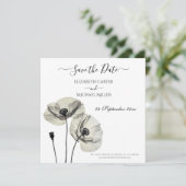 Eenvoudig Elegant Minimalisme Zwart-wit Poppies Save The Date (Staand voorkant)