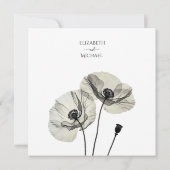 Eenvoudig Elegant Minimalisme Zwart-wit Poppies Save The Date (Achterkant)
