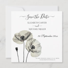 Eenvoudig Elegant Minimalisme Zwart-wit Poppies Save The Date
