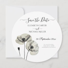 Eenvoudig Elegant Minimalisme Zwart-wit Poppies Save The Date