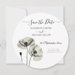 Eenvoudig Elegant Minimalisme Zwart-wit Poppies Save The Date
