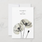 Eenvoudig Elegant Minimalisme Zwart-wit Poppies Save The Date (Achterkant)