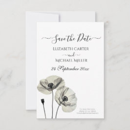 Eenvoudig Elegant Minimalisme Zwart-wit Poppies Save The Date