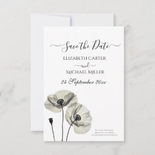 Eenvoudig Elegant Minimalisme Zwart-wit Poppies Save The Date