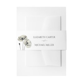 Eenvoudig Elegant Minimalisme Zwart-wit Poppies Uitnodigingen Wikkel