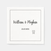 Eenvoudig Elegant Minimalist Black Script WeduwNAP Servet (Voorkant)