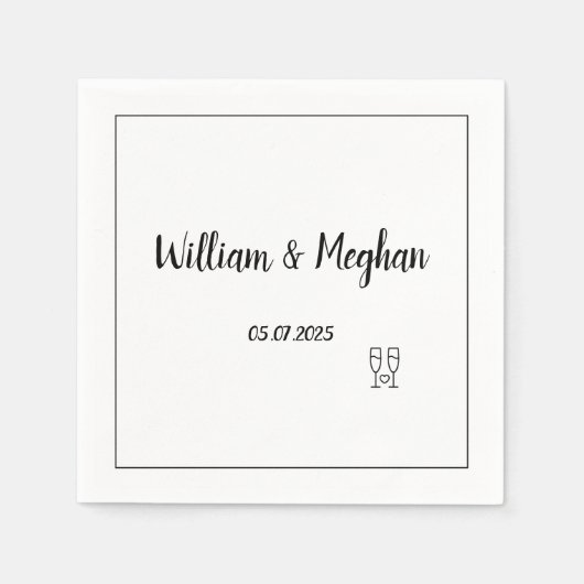 Eenvoudig Elegant Minimalist Black Script WeduwNAP Servet (Voorkant)