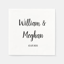 Eenvoudig Elegant Minimalist Black Script WeduwNAP Servet