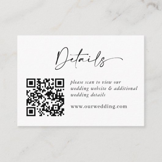 Eenvoudig Elegant Minimalist Details QR Code Foto Informatiekaartje (Voorkant)