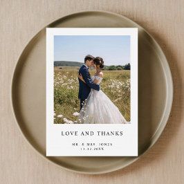 Eenvoudig Elegant Minimalist Photo Wedding Bedankkaart