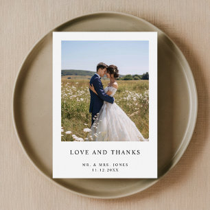 Eenvoudig Elegant Minimalist Photo Wedding Bedankkaart