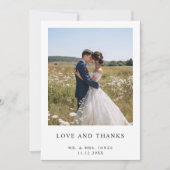 Eenvoudig Elegant Minimalist Photo Wedding Bedankkaart (Voorkant)