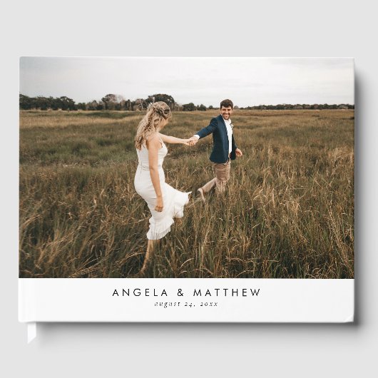 Eenvoudig Elegant Minimalist Photo Wedding Gastenboek (Voorkant)