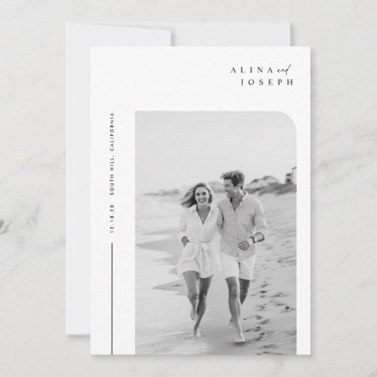Eenvoudig Elegant Minimalist Photo Wedding Kaart (Voorkant)