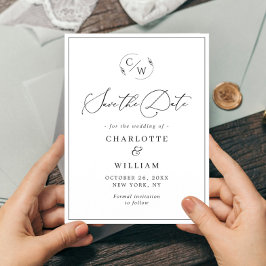 Eenvoudig Elegant Minimalist Wedding Save the Date Briefkaart