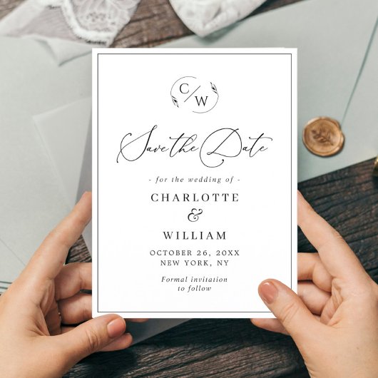 Eenvoudig Elegant Minimalist Wedding Save the Date Briefkaart