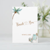 Eenvoudig Elegant minimalistisch aangepast strand  Bedankkaart (Staand voorkant)