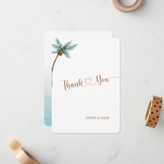 Eenvoudig Elegant minimalistisch aangepast strand  Notitiekaartje (Voorkant / Achterkant in situ)