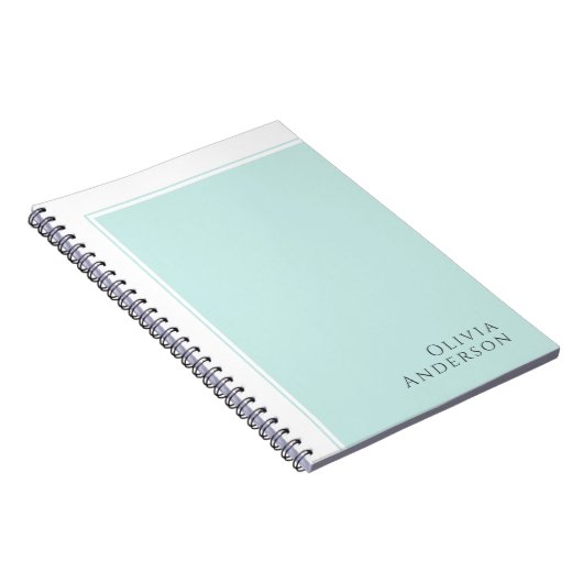 Eenvoudig Elegant Minimalistisch Aqua Kleurblok Notitieboek (Rechterzijde)