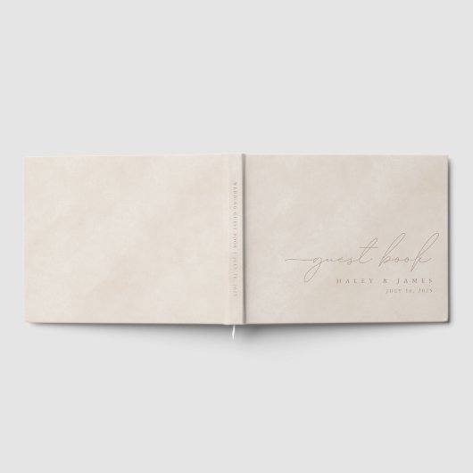 Eenvoudig Elegant Minimalistisch Beige Bruiloft Ga Gastenboek (Volledig)