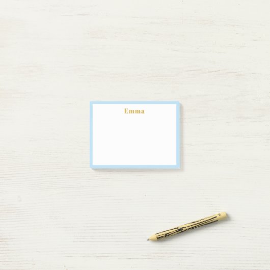 Eenvoudig Elegant Minimalistisch Blauw Grensmonogr Post-it® Notes (Op bureau)