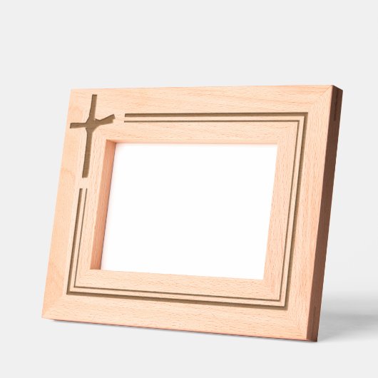 Eenvoudig elegant minimalistisch Christelijk kruis Gegraveerde Lijstjes (Links)