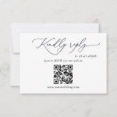 Eenvoudig Elegant Minimalistisch Huwelijk QR Code RSVP Kaartje (Voorkant)