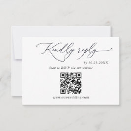 Eenvoudig Elegant Minimalistisch Huwelijk QR Code  RSVP Kaartje