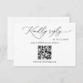 Eenvoudig Elegant Minimalistisch Huwelijk QR Code RSVP Kaartje (Voorkant / Achterkant)