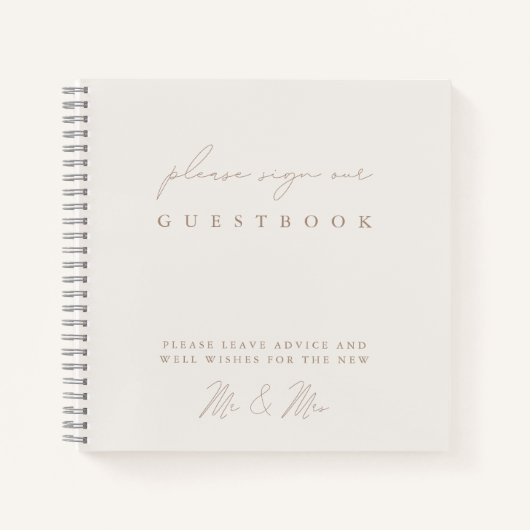 Eenvoudig Elegant minimalistisch Ivory Wedding Gue Notitieboek (Voorkant)