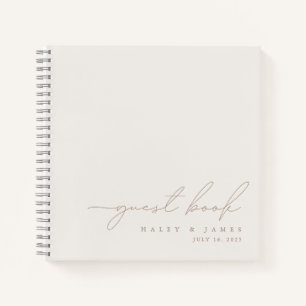 Eenvoudig Elegant minimalistisch Ivory Wedding Gue Notitieboek