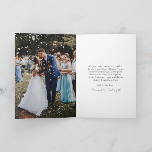 Eenvoudig Elegant Minimalistisch Klassieke Fotobru Bedankkaart (Binnen)