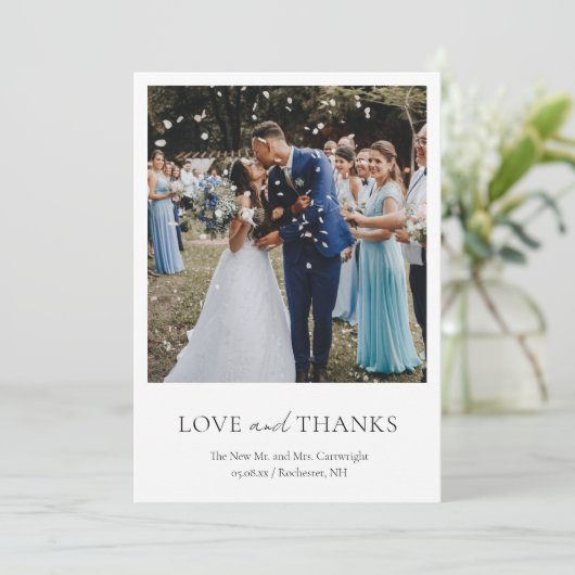 Eenvoudig Elegant Minimalistisch Klassieke Fotobru Bedankkaart (Staand voorkant)