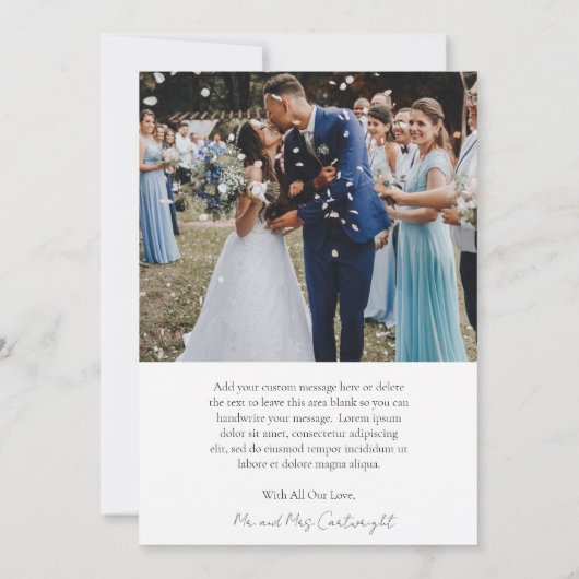 Eenvoudig Elegant Minimalistisch Klassieke Fotobru Bedankkaart (Achterkant)