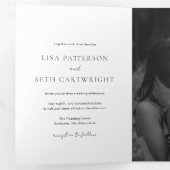 Eenvoudig Elegant Minimalistisch Klassieke Fotobru Drieluik Uitnodiging (Binnenzijde eerst)