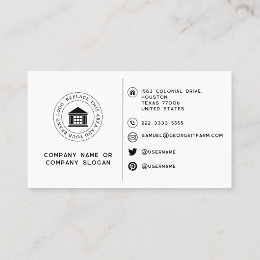 Eenvoudig Elegant Minimalistisch Professioneel Cus Visitekaartje (Achterkant)