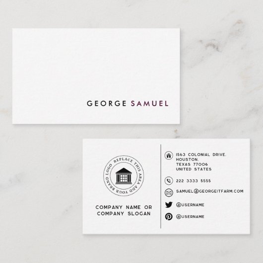 Eenvoudig Elegant Minimalistisch Professioneel Cus Visitekaartje (Voorkant / Achterkant)