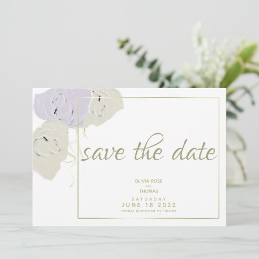 Eenvoudig Elegant minimalistisch Romantic Floral W Save The Date (Staand voorkant)