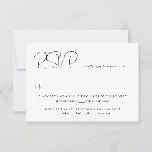 Eenvoudig Elegant Minimalistisch Script Modern Bru RSVP Kaartje (Voorkant)
